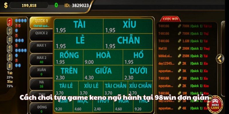 Hướng dẫn chơi Keno ngũ hành tại 98win